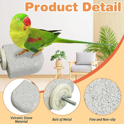 PINVNBY 6 PCS Bird Perch Bird Beak Grinding Stone Calcium Mineral Parrot Perch Foot Claws Trimmer Chew Toy Cage Accessories for Small Medium Budgie Cockatiel Conure Lovebird Finch
