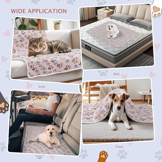 BVAGSS 6 Pack Small Dog Blanket, Super Soft Warm Pet Cover Blankets, Paw Print Puppy Fleece Flannel Blanket for Small Medium Dogs and Cats MW003