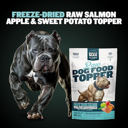 Bully Max Freeze-Dried Raw Dog Food Toppers for Puppies & Adult Dogs - Salmon with Real Fruits & Veggies - Meal Enhancers with Vitamins & Minerals - Feed as Puppy Treat or Dog Meal - 3 Pack