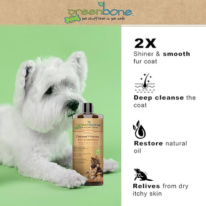 Pet Spa Oatmeal & Honey Dog Shampoo - Calming, Soothing, Gentle Grooming Solution, 33 fl oz, Safe & Natural Formula