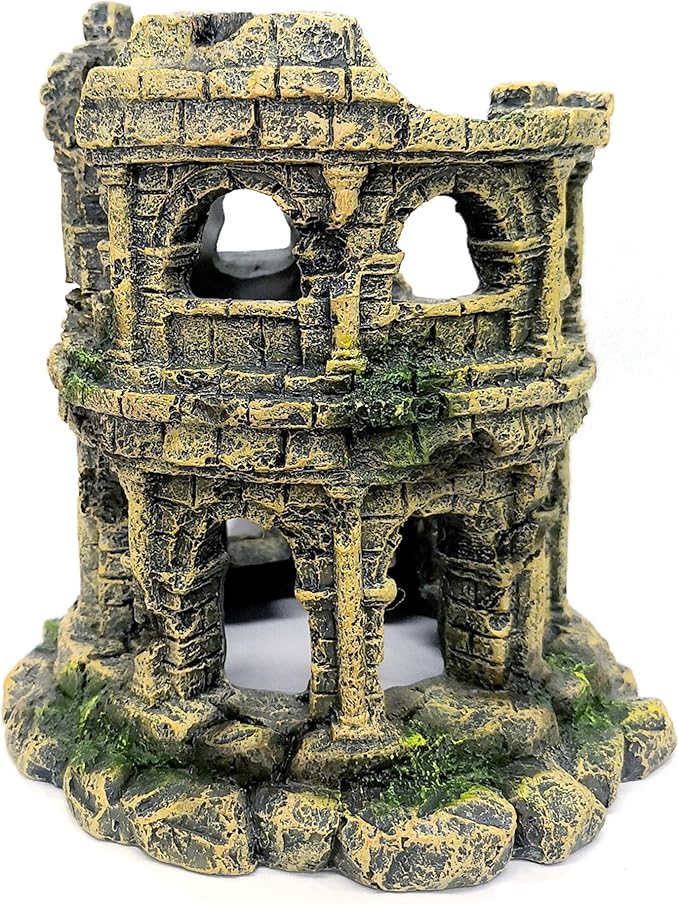 M2cbridge Antique Roman Column Ruins European Castle Aquarium Decorations Fish Tank Hideout Rocks (Roman Column Round)