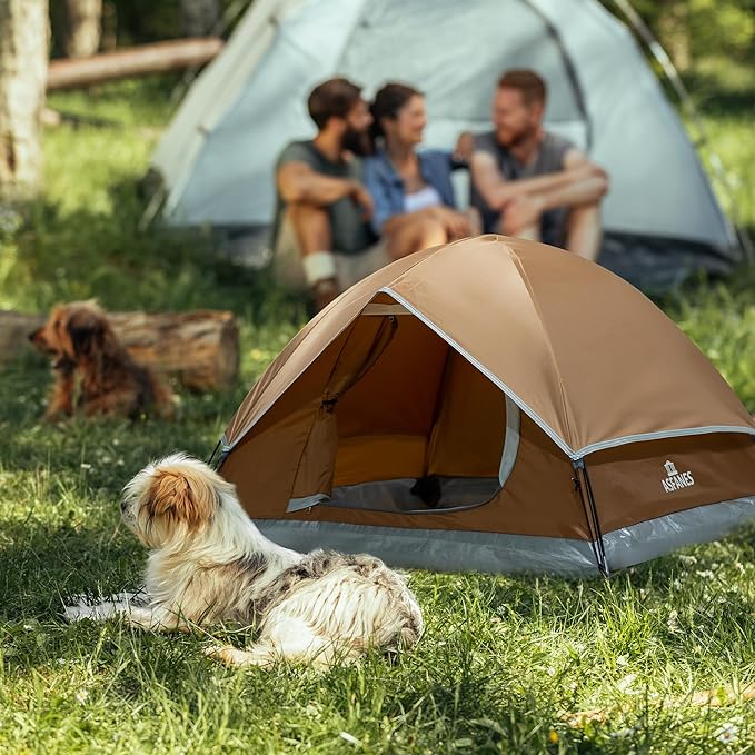 Outdoor Waterproof Pet Camping Tent, Cave Bed for Indoor Cats and Small Dogs, Portable Cat House Dog House, 21.6x21.6x14.9'', Brown, S.