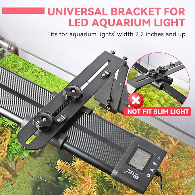 hygger Aquarium Light Riser Fits 957 978 999 918, Universal Fish Tank Light Holder Adjustable Led Aquarium Light Mounting Bracket, Sturdy Aluminum Ultra Wide Base1.7''