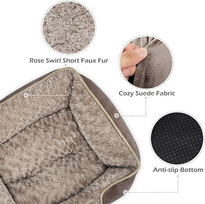 INVENHO X-Large Dog Bed Rectangle Washable Orthopedic Soft Calming Sleeping Durable Pet Cuddler with Anti-Slip Bottom