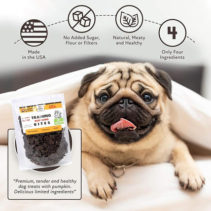 Hank & Harley Training Bites, Beef Lung 1 lb - USA Lean Protein Soft Dog Treats with Pumpkin. 100% Natural & NO Added Sugar, Flour, or Fillers. Ideal for finicky Pets.