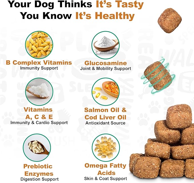 Doggie Dailies 5 in 1 Multivitamin for Dogs, Dog Multivitamin for Skin and Coat Health, Joint Health, Improved Digestion, Antioxidants, Support a Healthy Immune System (Peanut Butter) 225 Soft Chews