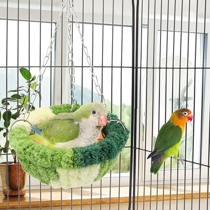 Wontee Bird Nest Bed Parrot Hanging Swing Hammock Bird Cage House for Budgies Parakeets Cockatiels Lovebirds Conures (Green)