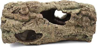 Reptile Terrarium Hideout Decor, Resin Wood Hide Decor for Reptiles, Fish, Amphibians, Small Animals (Large)