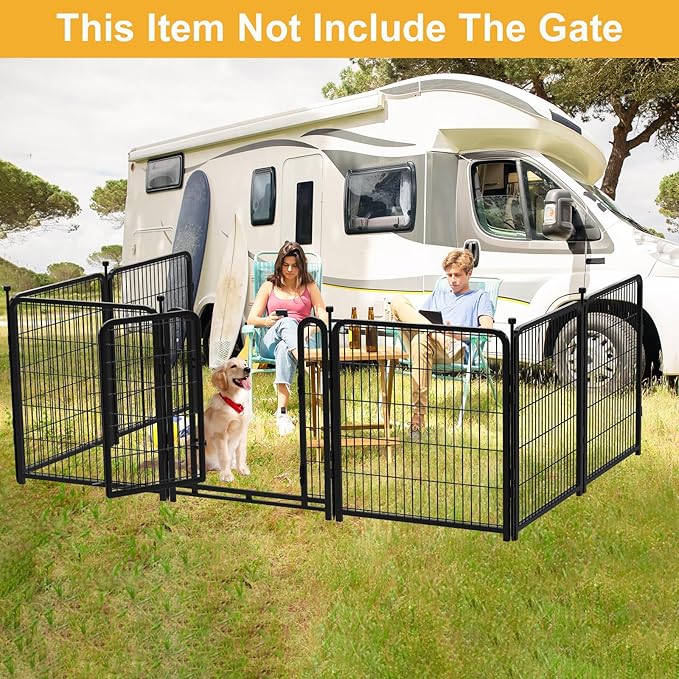 Doorless 48 in(H) Decorative Garden Fence and Borders, 12 Panels Total 26.6 Ft(L), Garden Fence Animal Barrier, Fencing for Garden Beds, Dog Play Pen Outdoor, Flower Bed Fencing, Black