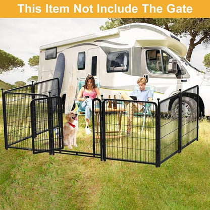Doorless 48 in(H) Decorative Garden Fence and Borders, 12 Panels Total 26.6 Ft(L), Garden Fence Animal Barrier, Fencing for Garden Beds, Dog Play Pen Outdoor, Flower Bed Fencing, Black
