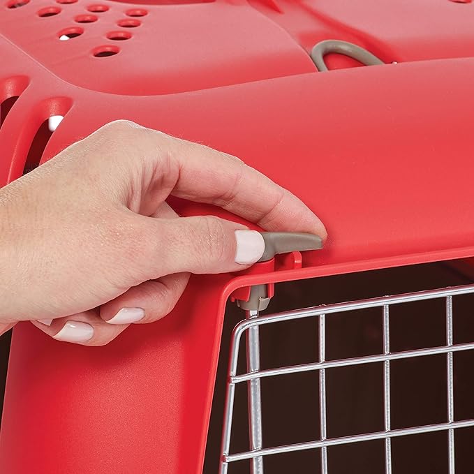 MidWest Homes for Pets Spree Travel Pet Carrier, Dog Carrier Features Easy Assembly and Not The Tedious Nut & Bolt Assembly of Competitors, Red, 24-Inch Small Dog Breeds (1424SPR) (Pack of 1)