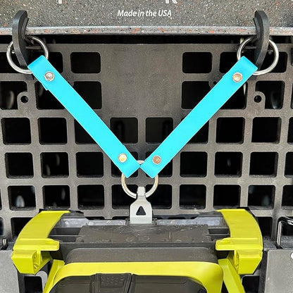 SparkDog Collars Dog Crate Fan Hanger, HotDawg Utility Strap, BioThane Ryobi P3320 Fan Hanger for Ruffland Dog Kennel, Bucket Holder Utility Strap - Made in The USA (Aqua)