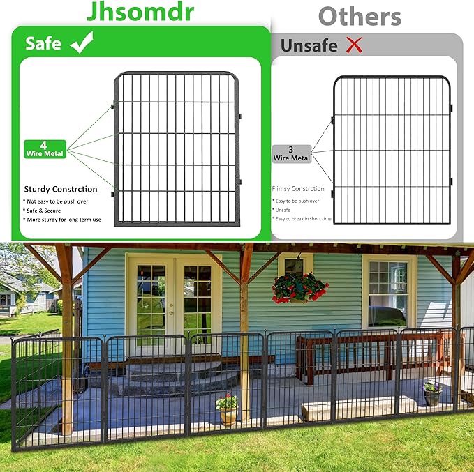 Decorative Garden Fence with Gate, 32in x55ft 24 Panels Metal Fence Panels Heavy Duty Dog Fencing Outdoor Fences for Yard, Rustproof Garden Fencing Flower Bed Edging for Patio Decor