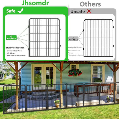 Decorative Garden Fence with Gate, 32in x96ft 42 Panels Metal Fence Panels Heavy Duty Dog Fencing Outdoor Fences for Yard, Rustproof Garden Fencing Flower Bed Edging for Patio Decor
