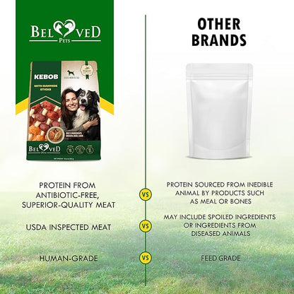 Kabobs Dog Rawhide Treats with Duck & Chicken Human Grade Meat - All Natural & Organic Dried Snacks - Grain Free Long Lasting Chews for Large & Small Dogs - Best Sticks for Training & Healthy Teeth