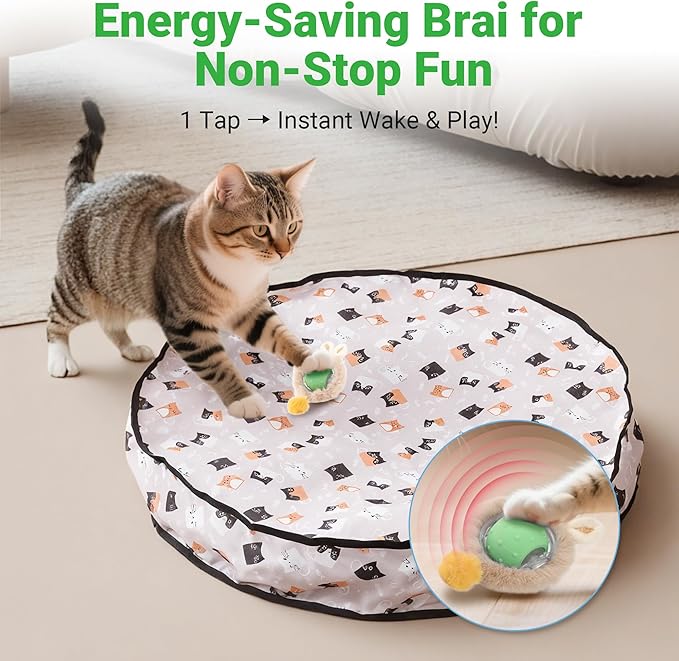 Interactive Cat Toys for Indoor Cats Fast Rolling Ball, Automatic Motion Activated Ball, Hide and Seek for Indoor Exercise Toys, Real Bird Squeaky for Kitten Exercise Kicker