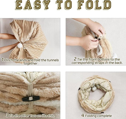 Cat Tunnel for Indoor Cats,Cats Toys Collapsible Tunnel Straight Tube with a Fun Ball and 2 Holes,Cat Play Tunnels,for Rabbits, Ferrets, Puppies & Small Pets,Diameter 9.8 Inch