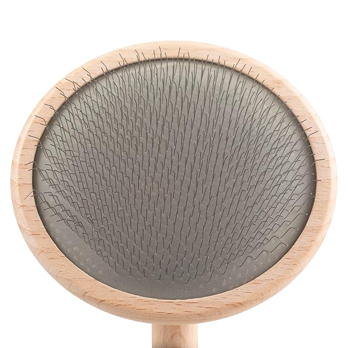 Chris Christensen Dog Brush, Mark VIII RoundSlicker Brush, Groom Like a Professinal, Stainless Steel Pins, Lightweight Beech Wood Body, Ground and Polished Tips