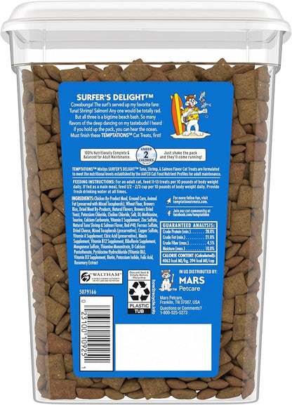 Temptations MixUps Surfer's Delight Flavor Crunchy and Soft Cat Treats, 16 oz. Tub