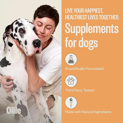 Ollie Dog Skin & Coat Supplement, Soothes Irritated Skin, Promotes Healthy & Shiny Fur & Coat, 60 Count Appx.