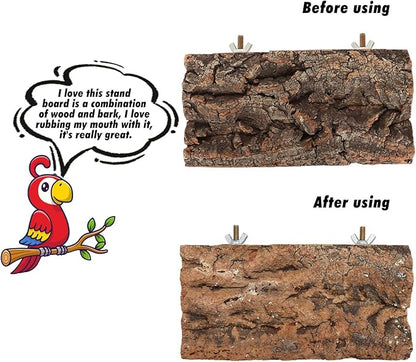 Dnoifne Cork Seat Board, Natural Wooden Parrot Bird Perch Stand, Natural Wooden Bird Cage Stand Pole Accessories for Parrot, Parakeet, Budgies, Lovebirds