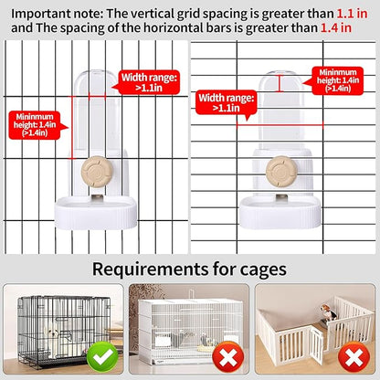 20oz No Drip Dog Water Bottle, Gravity Dog Water Bowl Dispenser for Cage, Small Animal Water Bottle for Bunny Chinchilla Waterer (White)