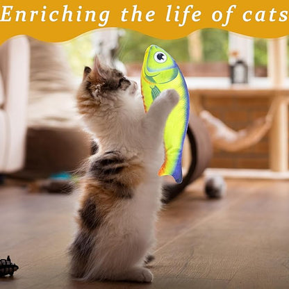 Soft Catnip Toys Fish, 3 Pack Bell Sound Cat Toys, Interesting Indoor Cat Kicker Toys, Durable and Highly Interactive Catnip Toys (Lucky Fish)