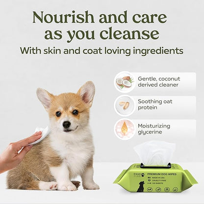 Pawfume Dog Wipes 2 x 100 Count, Pet Wipes  Hypoallergenic & Gentle Dog Wipes for Eyes, Face, Butt, and Paws  Cleaning & Deodorizing, Grooming Tear Stain Wipes for Puppy, Adult Dogs & Cats