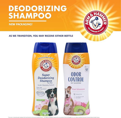 Arm & Hammer Deodorizing Dog Shampoo for Smelly Dogs & Puppies with Baking Soda, Moisturizing Dog Shampoo for Sensitive Skin - Dog Odor Shampoo - Kiwi Blossom Scent, 20 Fl Oz