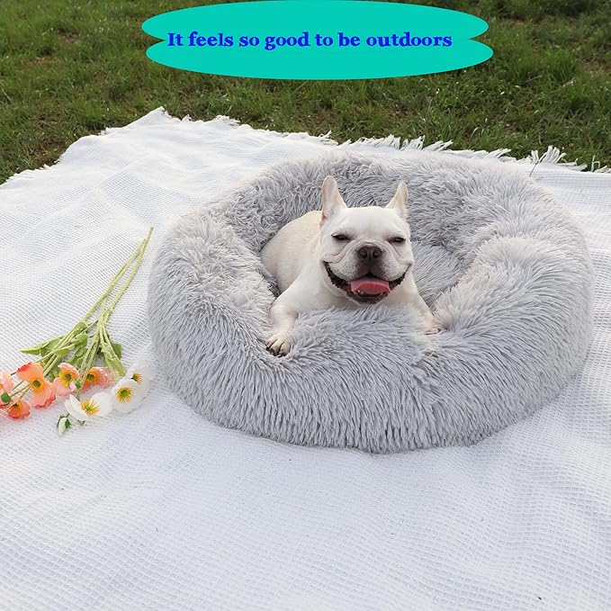 nononfish Dog Beds for Medium Dogs Washableï¼28 inches Gray Calming and Anti Anxiety Fits up to 45 lbs Pets Beds for Medium Dog.