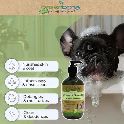 Pet Spa All-Natural Plant-Based Shampoo - Oatmeal & Green Tea - Naturally Deodorizing - Relaxing & Calming