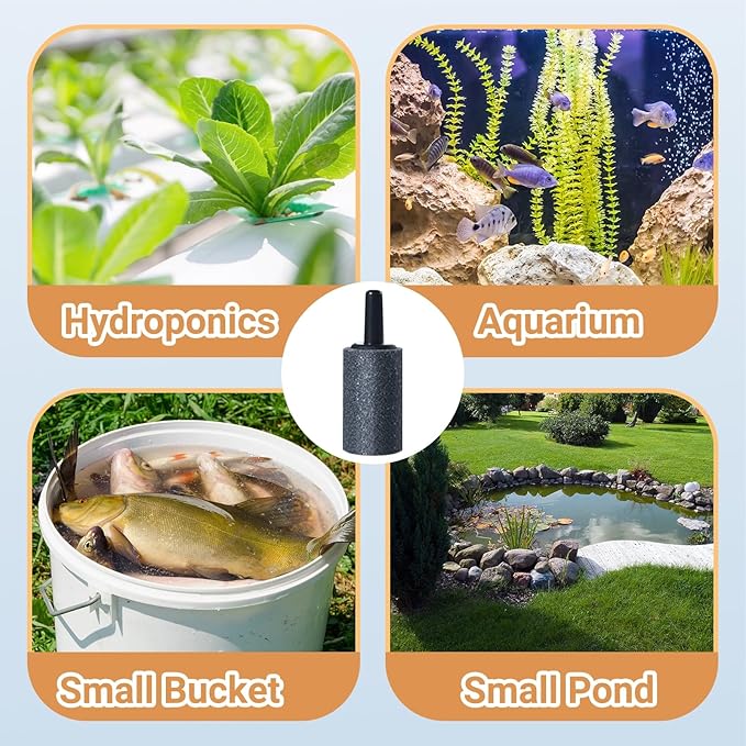 12 Pack 0.99 Inch Aquarium Air Stones, Long Lasting Aerator Oxygen Diffuser Aquarium Bubble Stone, Air Pump Accessories for Aquariums, Fish Tanks, Hydroponics, Ponds