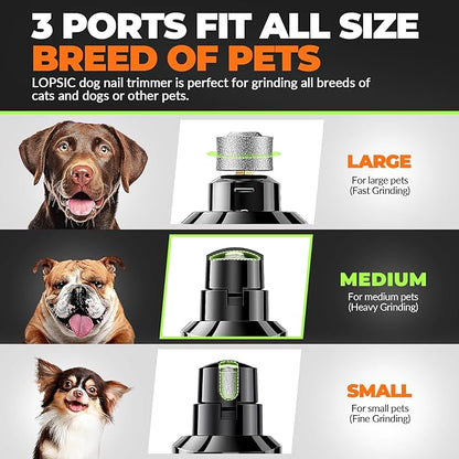 Dog Nail Grinder with 2 LED Lights Powerful 2 Speeds Super Quiet Dog Nail Trimmers with 3 Grinding Wheels Rechargeable Pet Dog Nail Clippers for Large Medium Puppy Dogs Dog Nail File Cat Nail Clipper