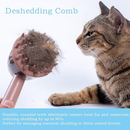 3-in-1 Pet Bath Brush for Dogs & Cats | Shower Massage Brush, Deshedding Comb & Lathering Tool | Anti-Frizz Grooming Brush for Bath Time (beige)