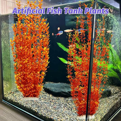 Hamiledyi Aquarium Plastic Plants Aquarium Decor Artificial Fish Tank Plants,Tall Fish Tank Decorations, Extra Large Aquarium Plant 23.6-inch Tall,2PCSï¼_range Style Aï¼