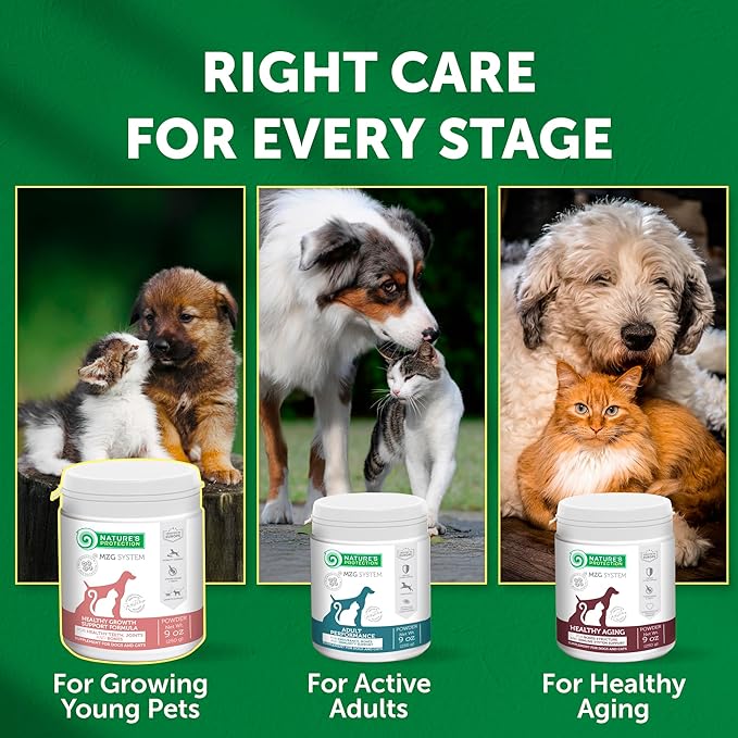 Nature's Protection Hip Joint Supplement for Dogs - Puppy Healthy Growth Mineral Supplements with Calcium for Development Support, Bone & Teeth Strength, Gut Health for Dogs & Cats of All Breeds, 9 Oz