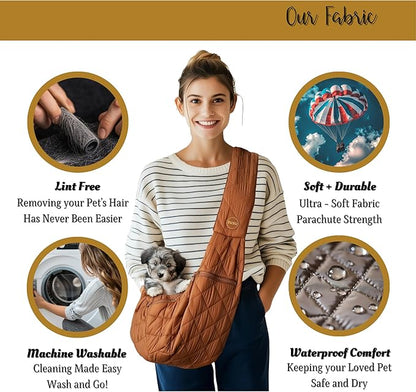 SUSU Cat Sling & Dog Slings for Small Dogs up to 9lbs | Ultra-Soft Parachute-Grade Fabric, Adjustable Strap and Closure | Dual Carry Options Puppy Carrier | Cat Carrier Pouch with Two Zipper Pockets