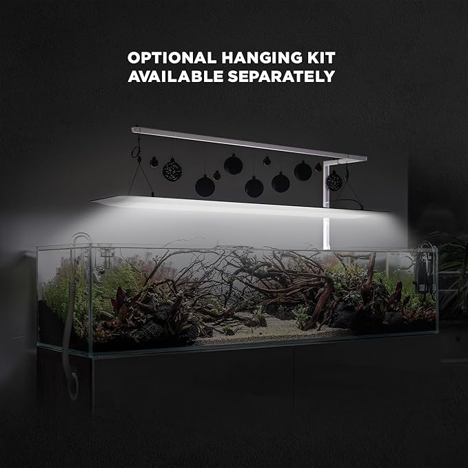 ONF Flat One+ 36 Inch 24/7 Cycle Aquarium Light, Yellow White Full Spectrum Colorfull LED Light, Fish Tank Light Brightness Dimmable & Color Temperature APP Control, Sunrise & Sunset, Pendant Style