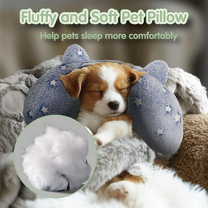 Dog Pillows for Medium Dogs, Glow in The Dark Soft Dog Neck Pillow, U-Shaped Pillow for Cat and Dog, Machine Washable Dog Toy & Dog Birthday Gift (Glow Blue, M)