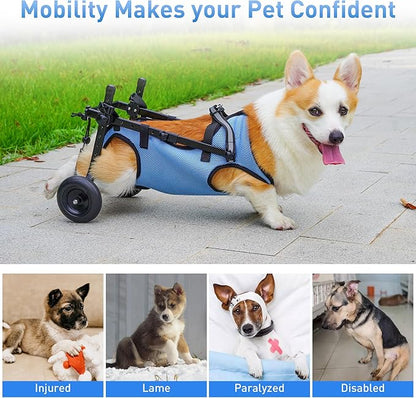 Dog Wheelchair for Back Legs, Dog Wheelchair Cart Doggy Wheelchair with Disabled Hind Legs Walking Mobility Aids for Small Pets Hind Limbs Dog Carts with Wheels Light Weight