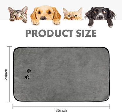 2Pieces Microfiber Pet Bath Towel Dog Towel.Dog Towel Soft Absorbent Drying for Small Medium Large Dogs and Cats with Great for Bathing and Grooming (35 x 20 Inch Grey)