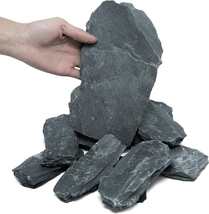 2-8 Inches Natural Slate Rocks 11 PCS Aquarium Stones for Aquascaping, Aquarium Landscaping, Terrariums, Fish Tank Decoration, Vivariums, Paludarium, Reptile and Amphibian Enclosures