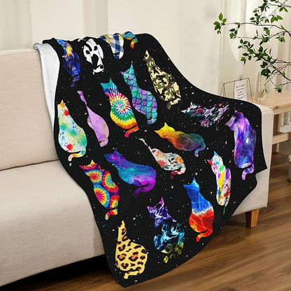 Cat Blanket Soft Cozy Flannel Throw Blanket Warm Lightweight Blankets Gifts for Cat Lovers Kids Girls Women Adults 60"x50"