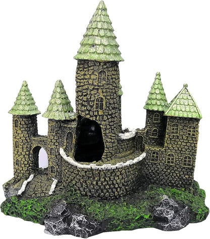 M2cbridge Aquarium Decor Castle Shipwreck Ornament Underwater Landscape(Green Castle)