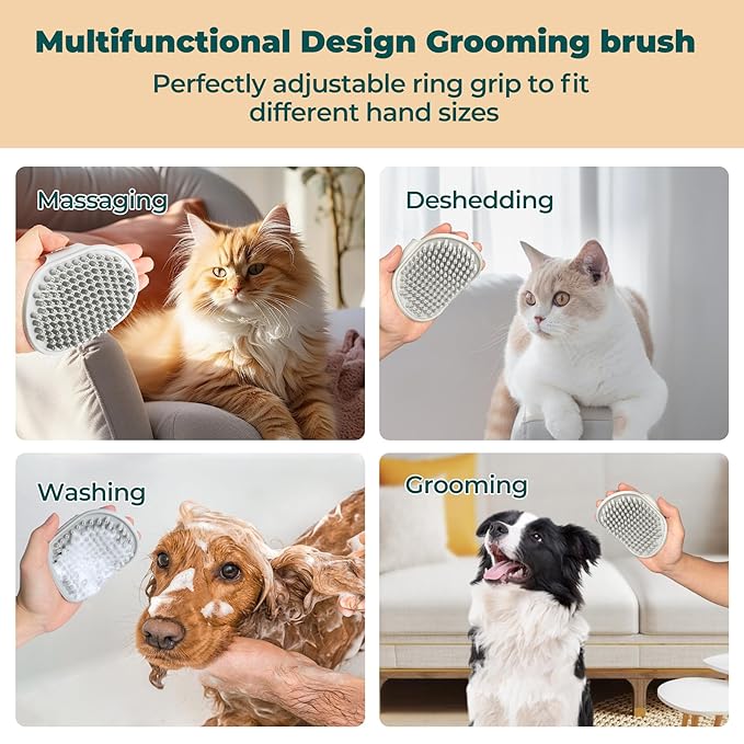 4-in-1 Pet Grooming Set: Steam Brush with Massage Mitt, Short & Long Hair Brushes for Dogs and Cats, Shedding & Grooming Supplies