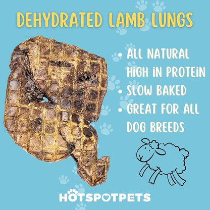 Dehydrated Lamb Lung Dog Treats - 2 Pound Big Bag, All-Natural, Made in USA - High Protein, Low Fat - Slow Roasted Oven Baked A Healthy Rawhide Alternative for All Dogs