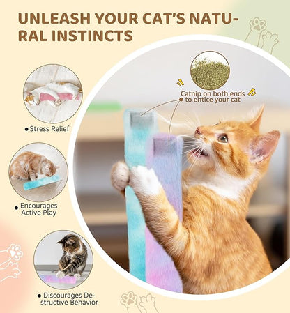 3 Pack Cat Kicker Toy Pillows, Interactive Plush Toys with Catnip Inside, Soft Durable Kick Sticks Teething Chew Toy, Cat Body Pillows for Indoor Cats & Kittens, Promote Exercise, Play & Cuddle