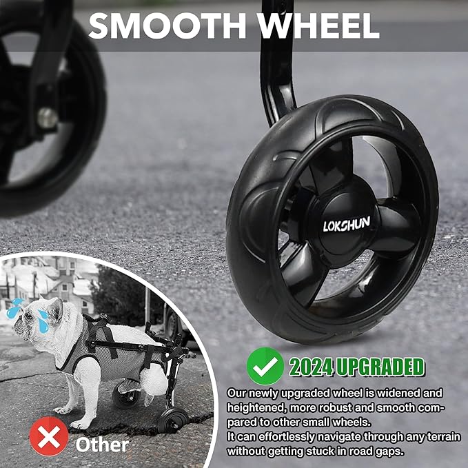 2024 Upgraded Dog Wheelchair for Back Legs Small Wheelchair for Dogs with Disabled Hind Legs Walking Adjustable Dog Carts with Heavy Duty Wheels