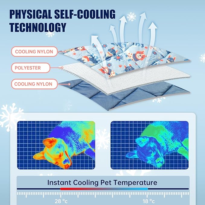 Premium Cooling Blanket for Dogs Pet Cooling Pads Washable Pet Cool Mat for Cats Hot Weather Puppy Lightweight Throw Calming Pad(28x40 inches)