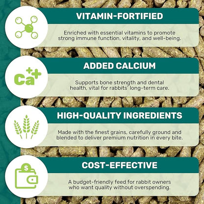 Rabbit Food Pellets, 5 Lbs Alfalfa Rabbit Pellets, Bunny Feeds, All Natural Bunny Food, Supports Healthy Bone Teeth & Digestion, Enriched with Essential Vitamins & Promotes Long-term Care